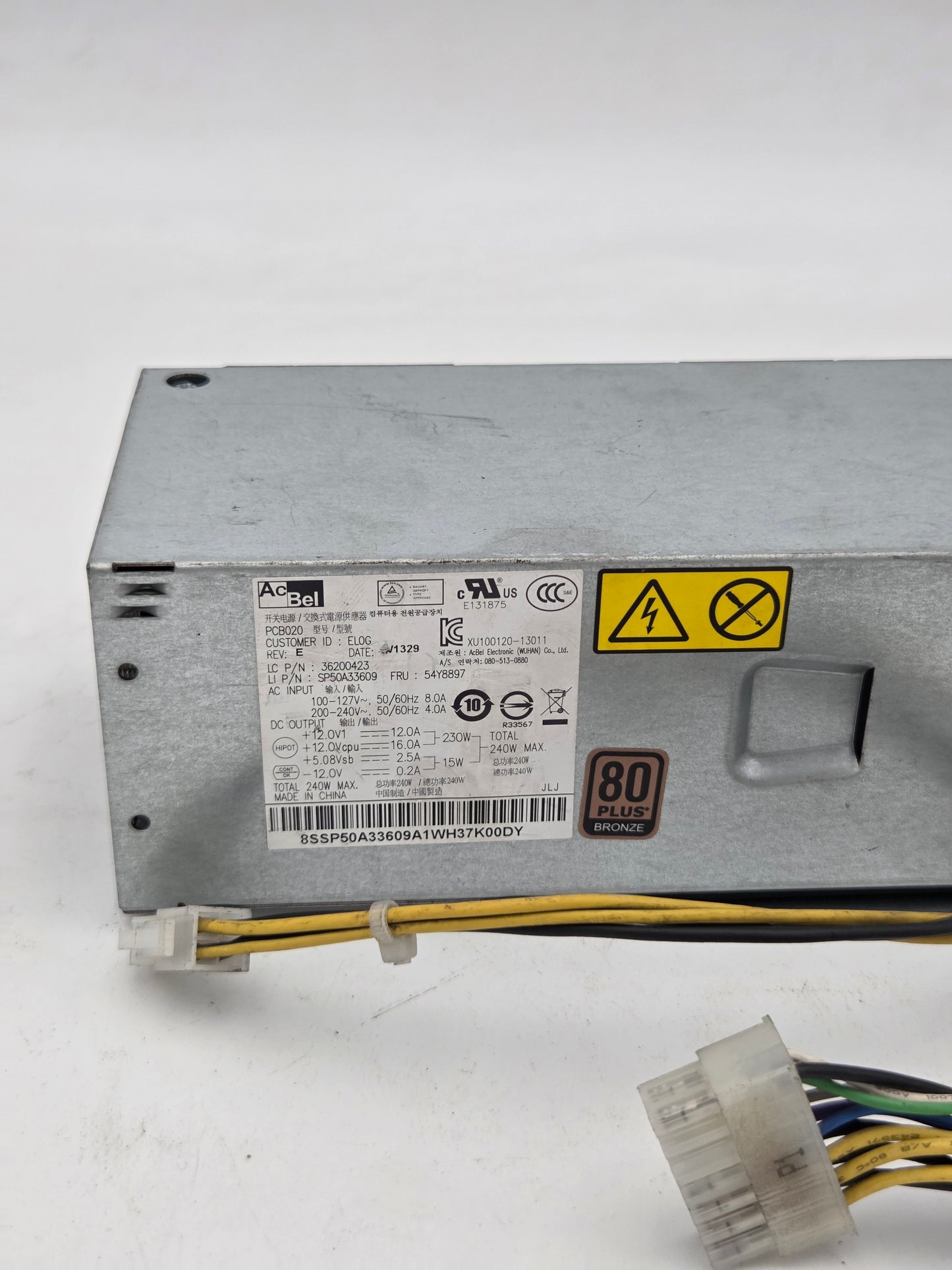 AcBel 240W Power Supply Unit (PSU) - Model PCB020 / Lenovo FRU 54Y8897 14 Pin