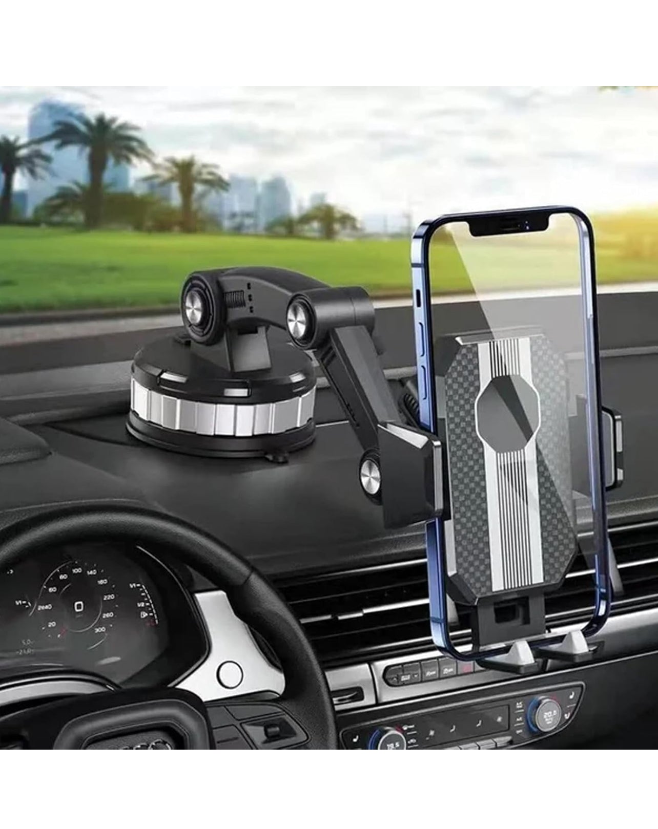 Plastic 360 Degree Car Mobile Holder Black