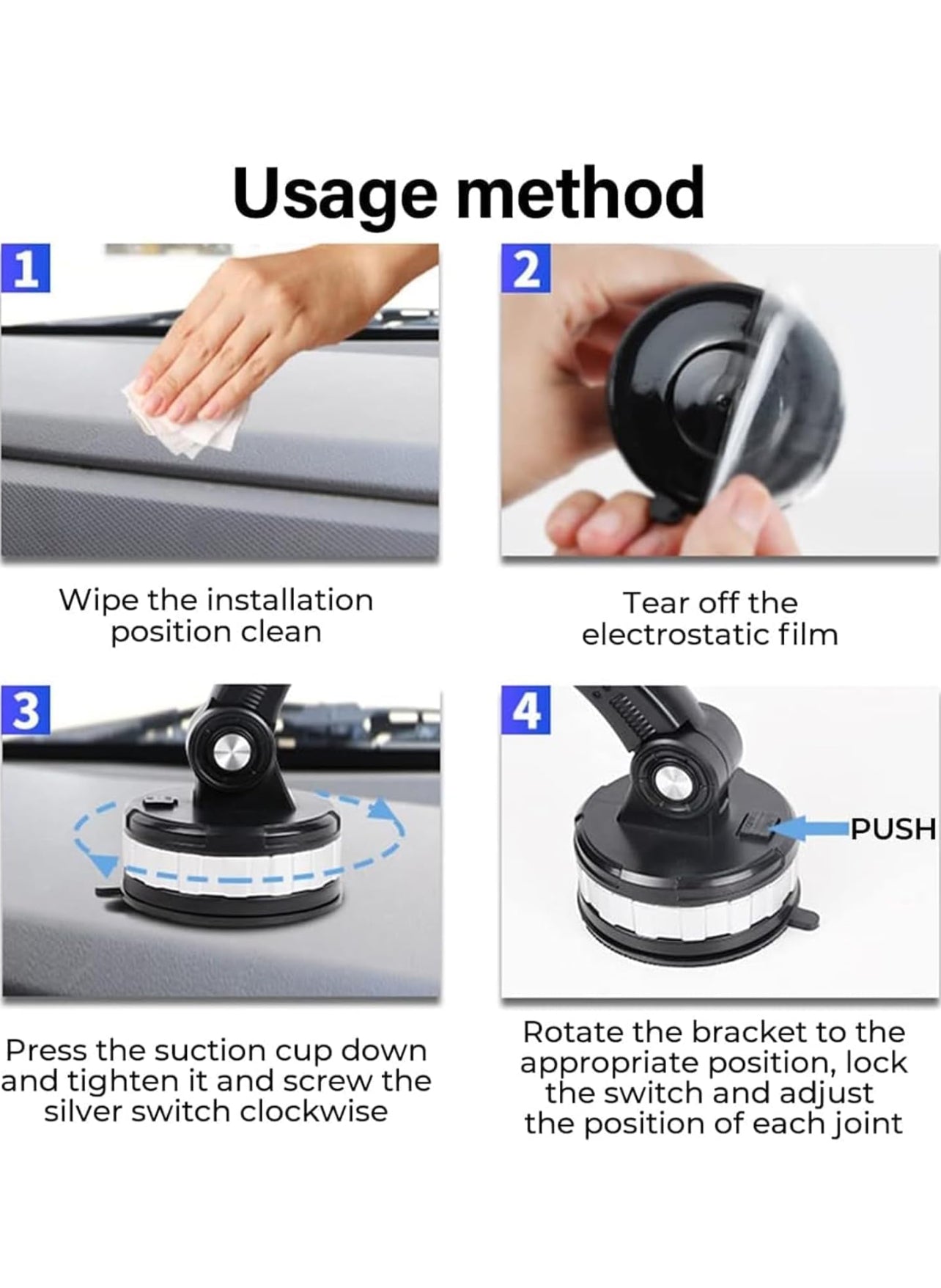 Plastic 360 Degree Car Mobile Holder Black