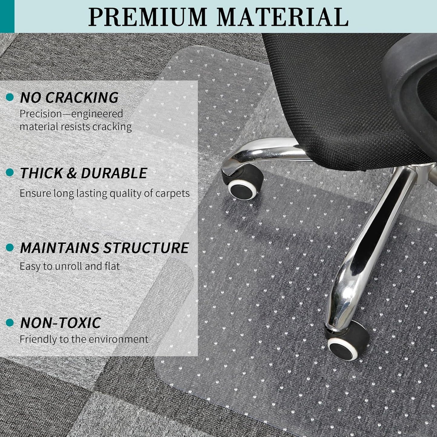 Premium Office Chair Mat for Carpet – 90cm x 120cm Transparent Spiked Plastic Carpet Protector