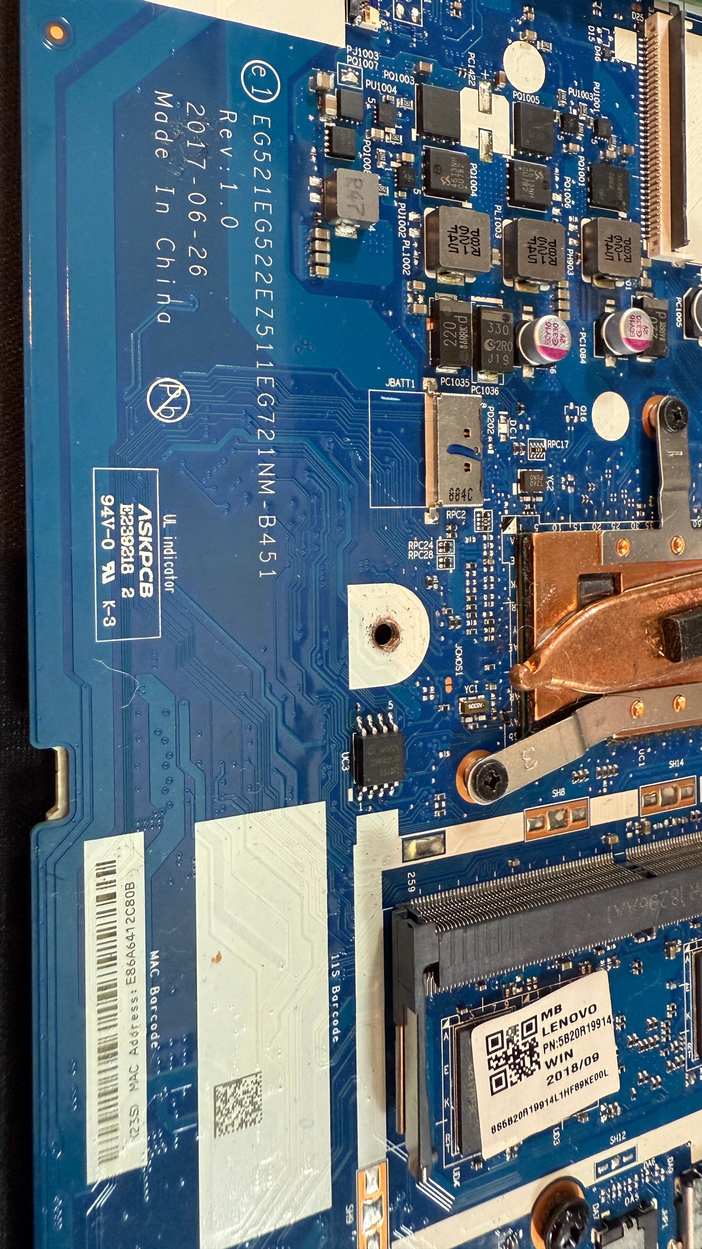 IdeaPad 330-15IKB i3-8130u 2.2GHz EG521EG522EZ511EG721NM-B451 Motherboard 8 GB