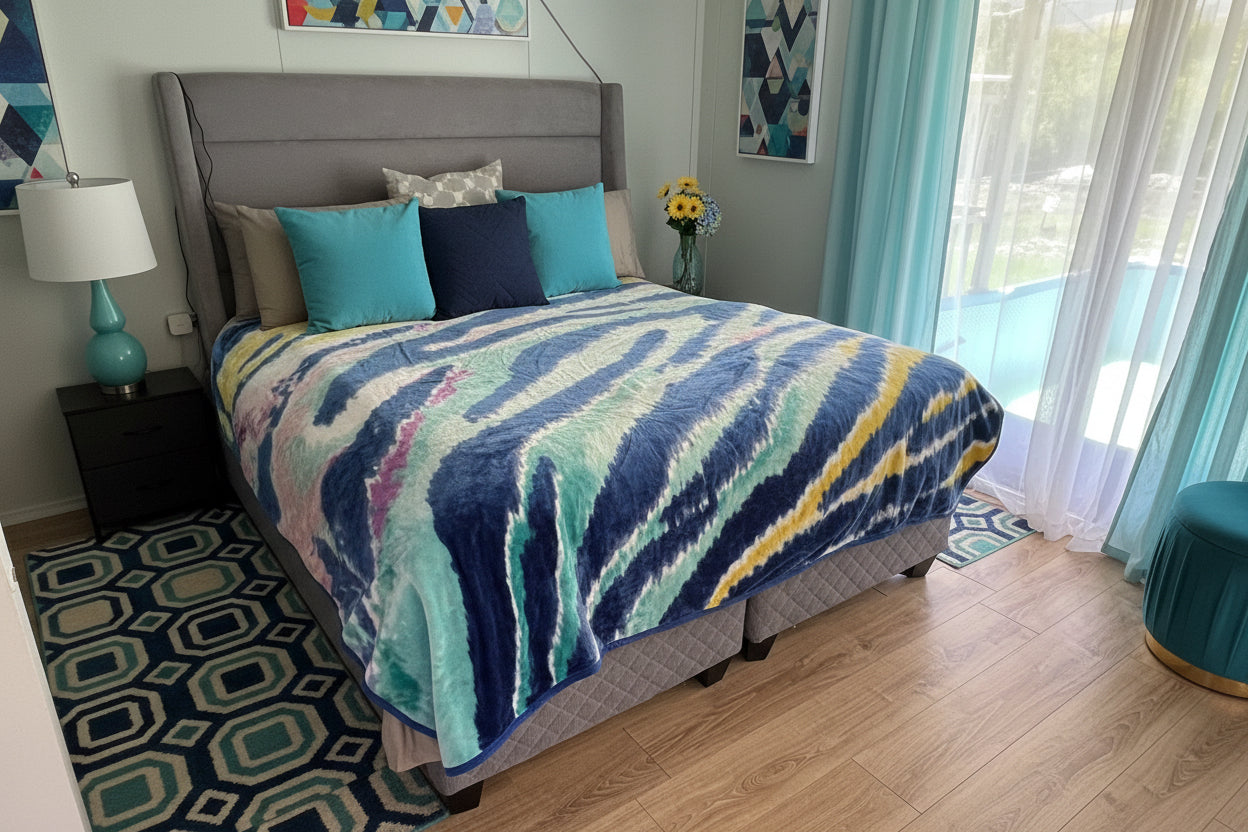 COREY 1PLY 2KG ANIMAL BLANKET BLUE QUEEN