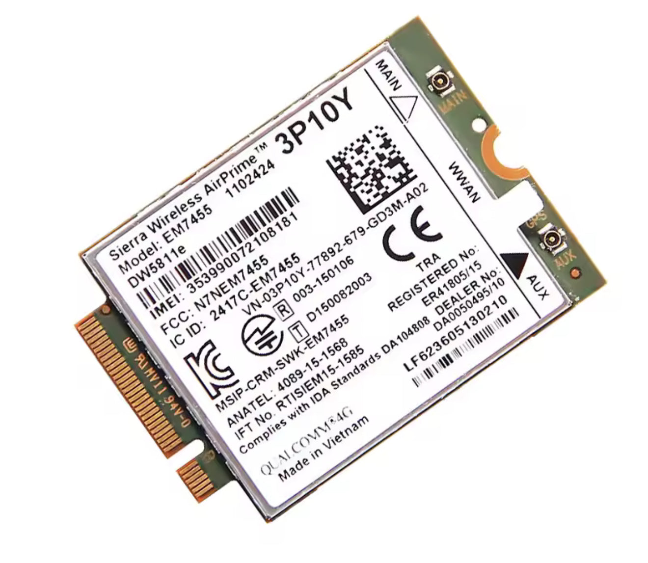 Sierra Wireless Airprime EM7455 DW5811e 3P10Y CAT6 4G Module for DELL E7270 E7470 E7370 E5570 E5470 Wireless FDD/TDD Gobi6000