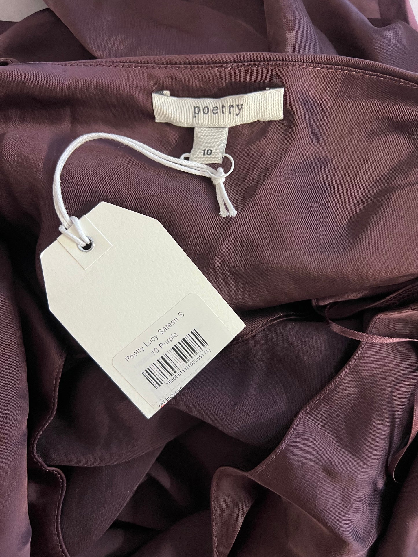 Poetry Sateen Burgundy Dress - Size 10