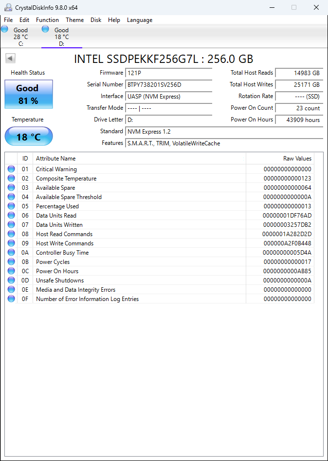 INTEL SSDPEKKF256G7L : 256.0 GB M.2 SSD 2280 (Test Results In Images)