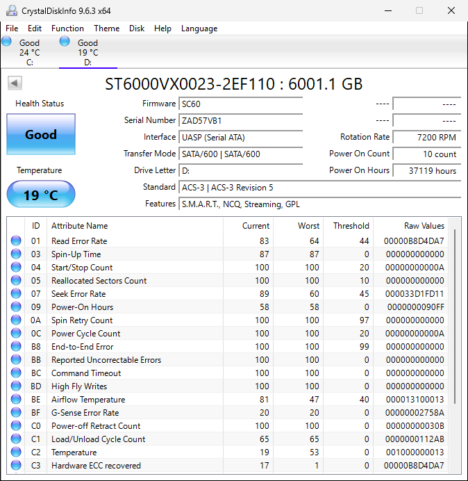 SEAGATE ST6000VX0023 Skyhawk 6TB ZAD57VB1 Test Results In Images