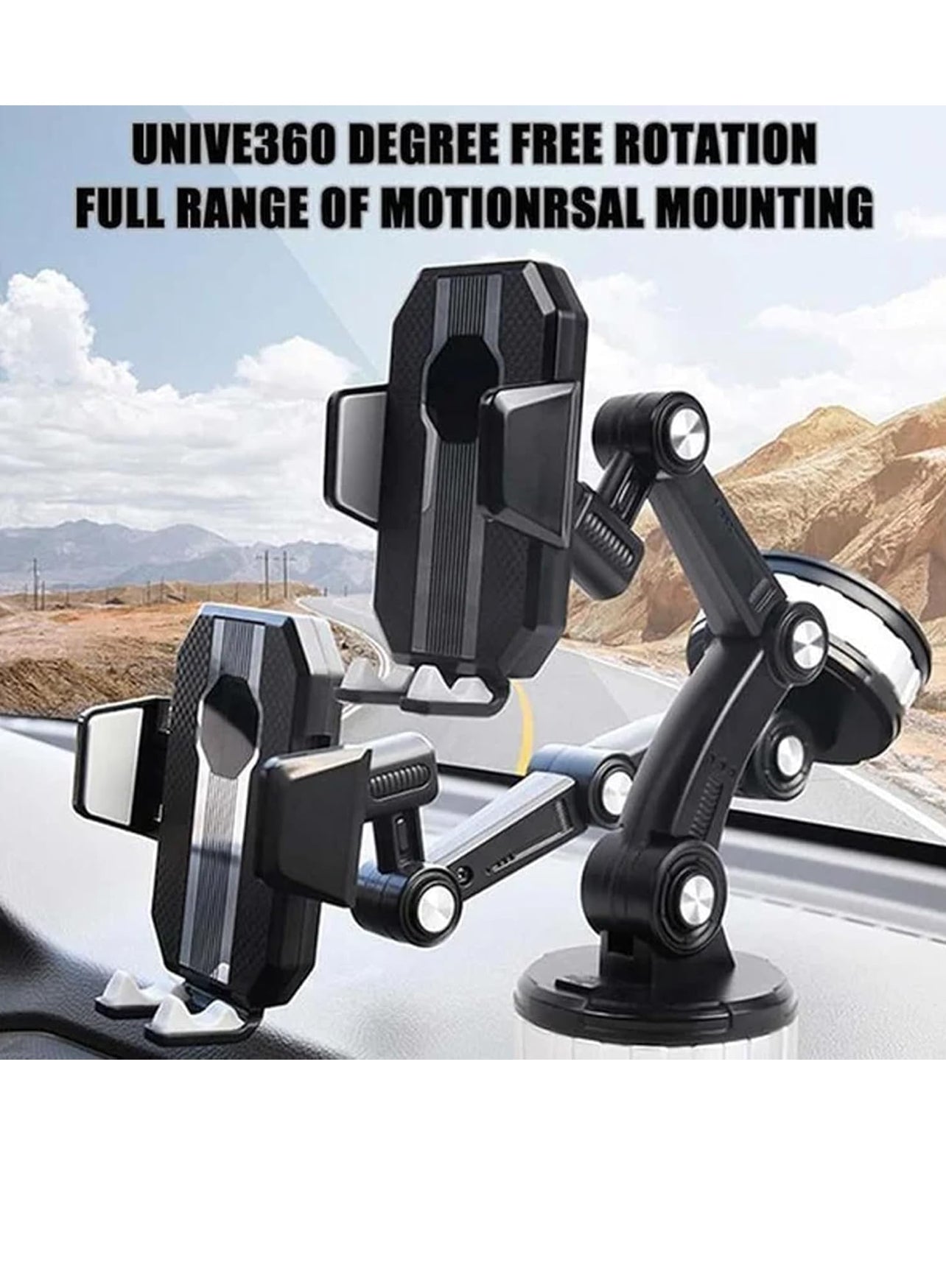 Plastic 360 Degree Car Mobile Holder Black