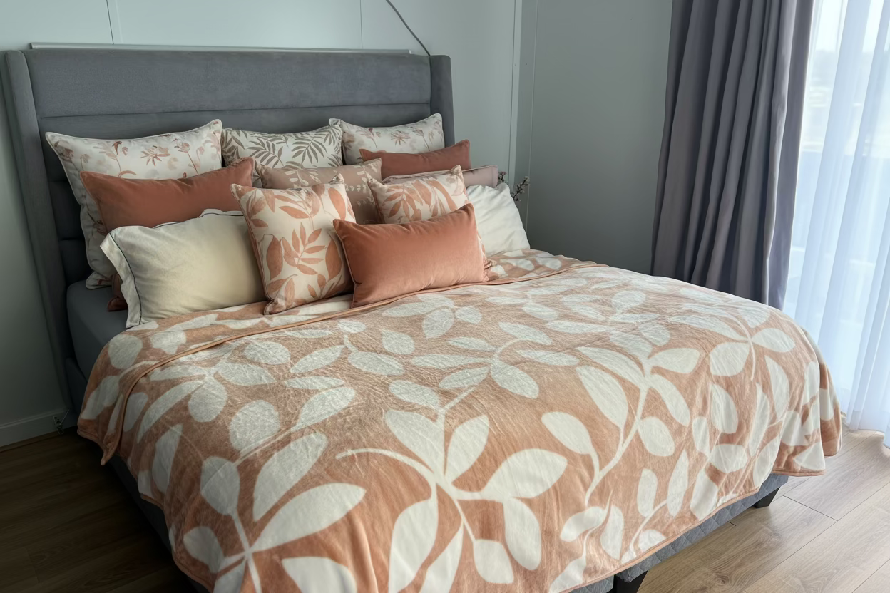 Mink Style Polyester - Queen Size Blanket - Coral - 1Ply