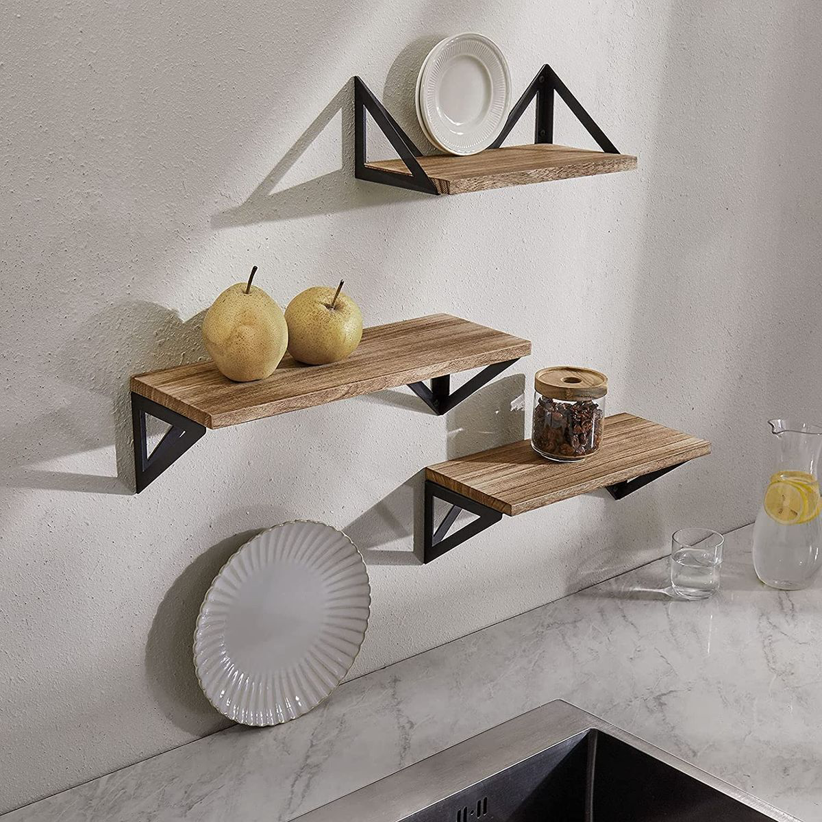 Maisonware Wall Mounted Shelves- Set of 3 - Wood