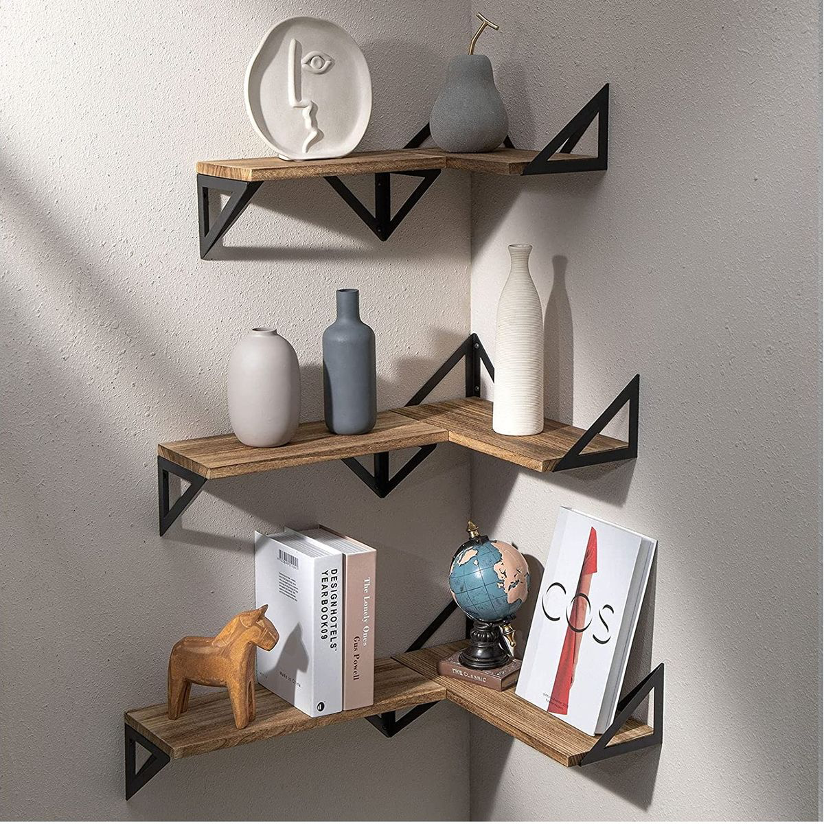 Maisonware Wall Mounted Shelves- Set of 3 - Wood