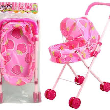 Pink Foldable Doll Stroller Toy With wheels