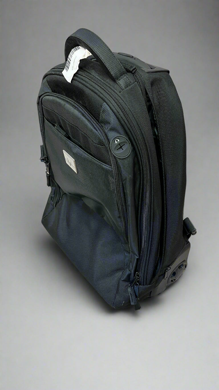 Black Rolling Backpack with Telescopic Handle Waterproof Trolley (shop display)