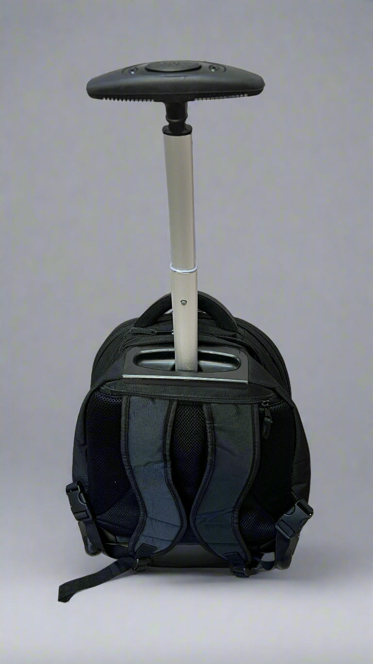 Black Rolling Backpack with Telescopic Handle Waterproof Trolley (shop display)