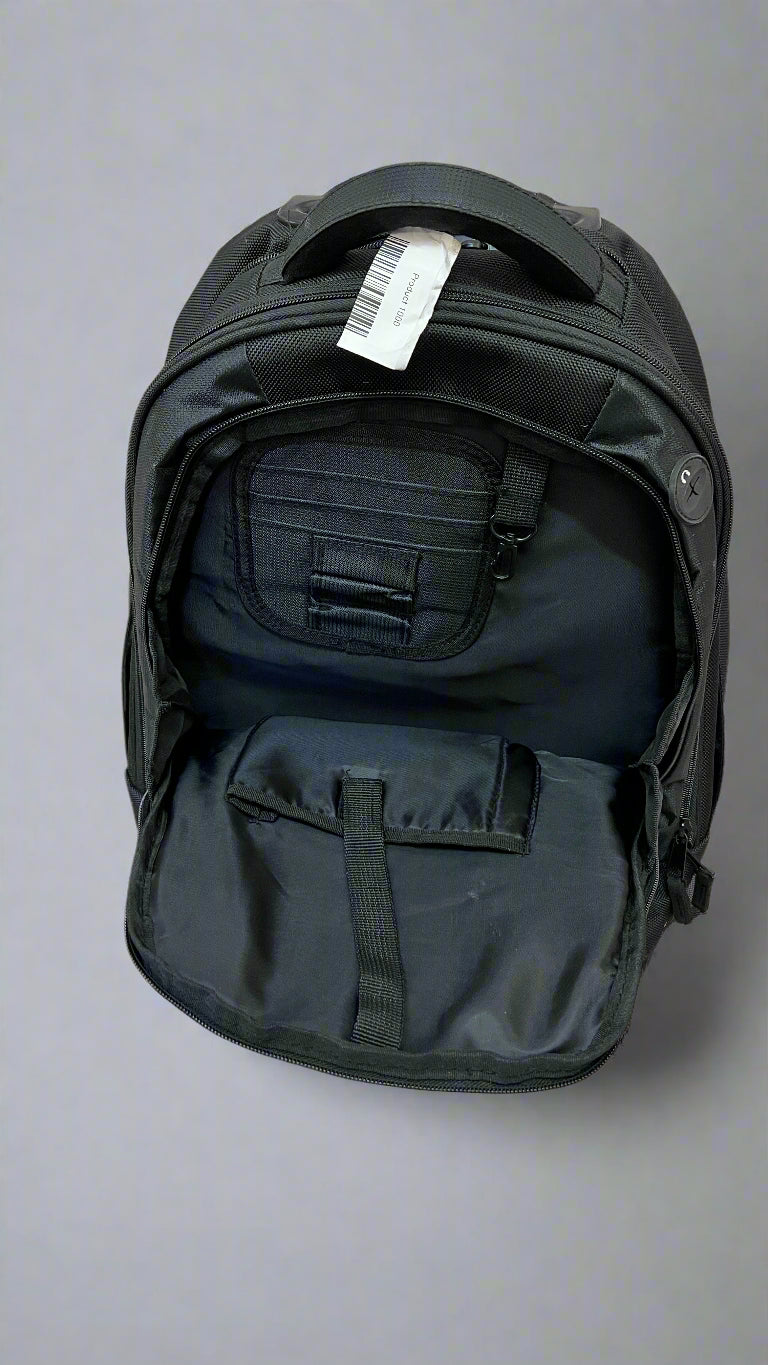 Black Rolling Backpack with Telescopic Handle Waterproof Trolley (shop display)