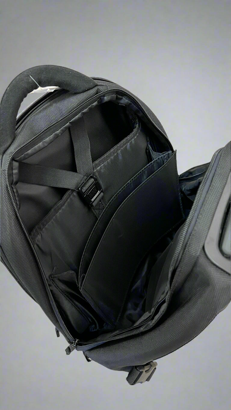 Black Rolling Backpack with Telescopic Handle Waterproof Trolley (shop display)