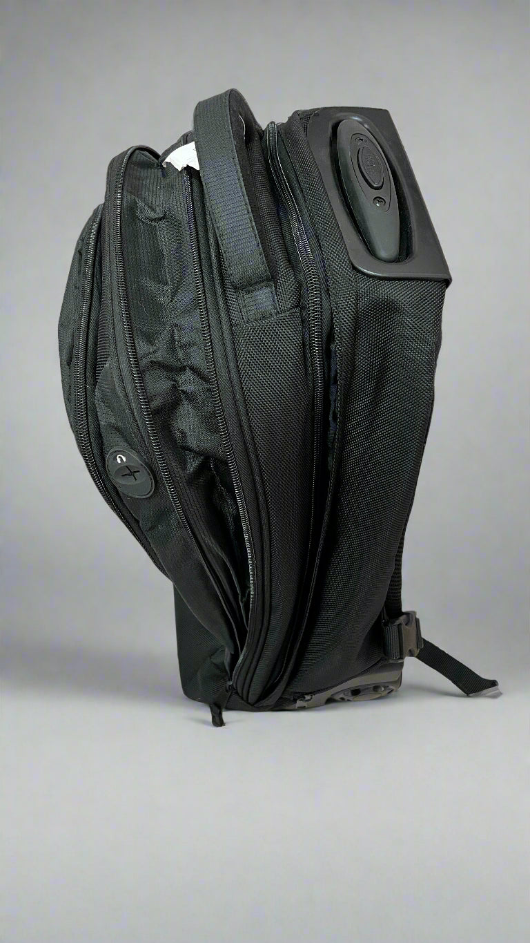 Black Rolling Backpack with Telescopic Handle Waterproof Trolley (shop display)