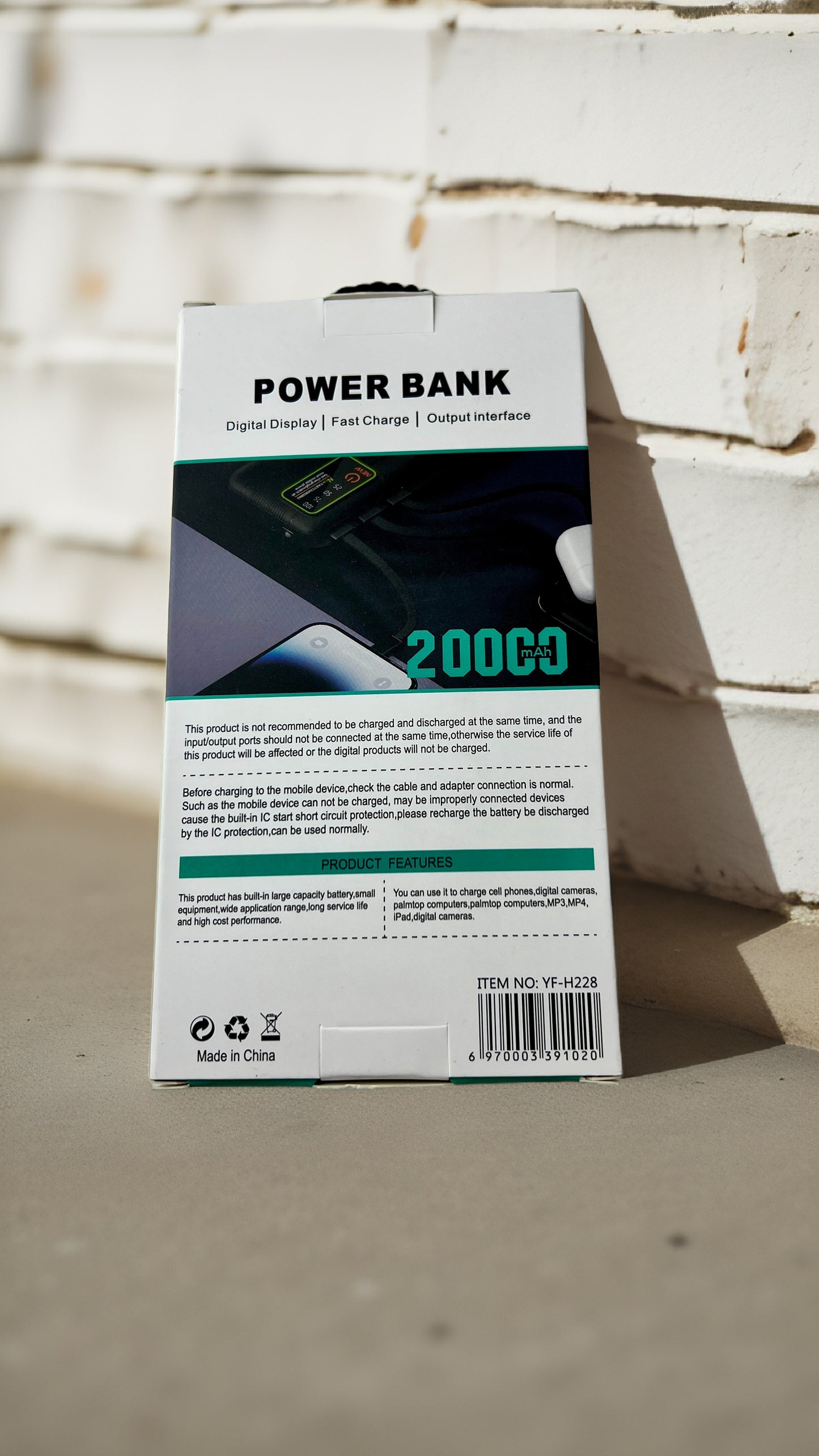 20000 mAH Power Bank With Built In Cables And Flashlight