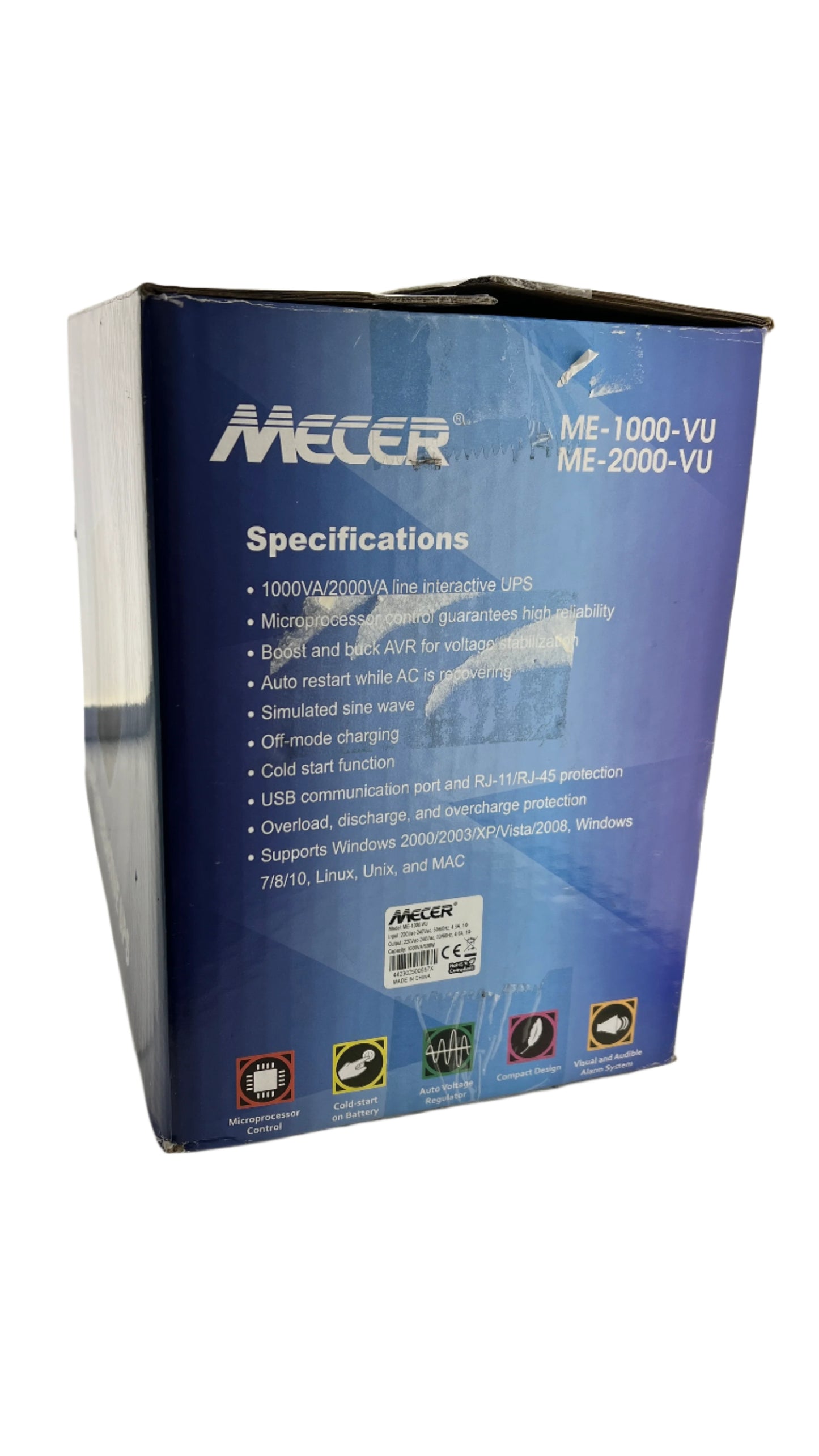 Mecer 1000VA Line Interactive UPS, NEW UNIT IN BOX (with AVR, Monitoring Software + Cable & Built-in Surge Protection)