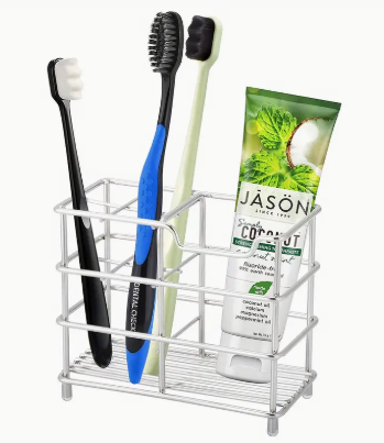 Stainless Steel Bathroom Toothbrush Holder, Toothpaste Holder Stand, Bathroom Accessories Organizer