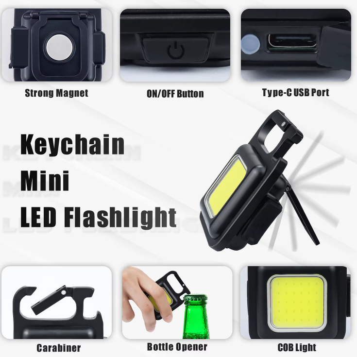 Multi-function Aluminum Rechargeable Keychain Mini Led Portable Work Light
