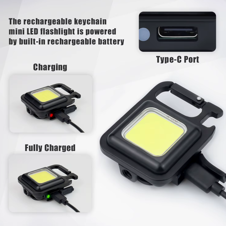 Multi-function Aluminum Rechargeable Keychain Mini Led Portable Work Light