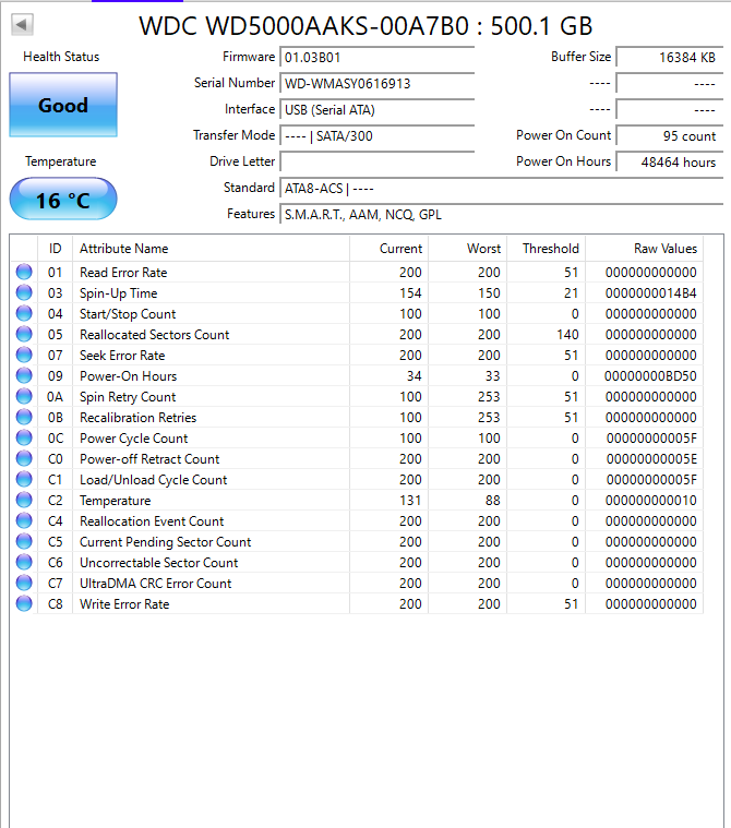 WDC WD5000AAKS-00A7BO : 500.1 GB (1)