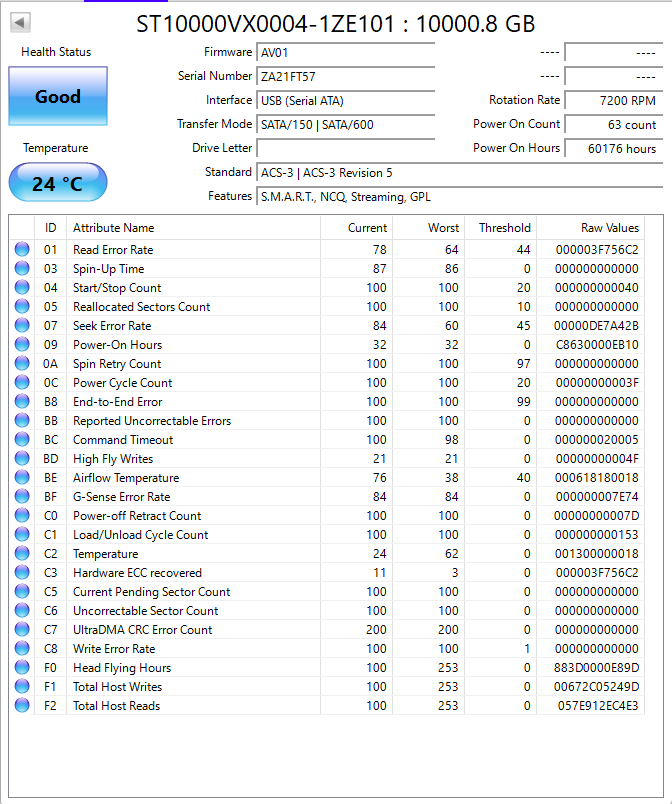 Seagate Skyhawk ST10000VX0004-1ZE101 10TB HDD