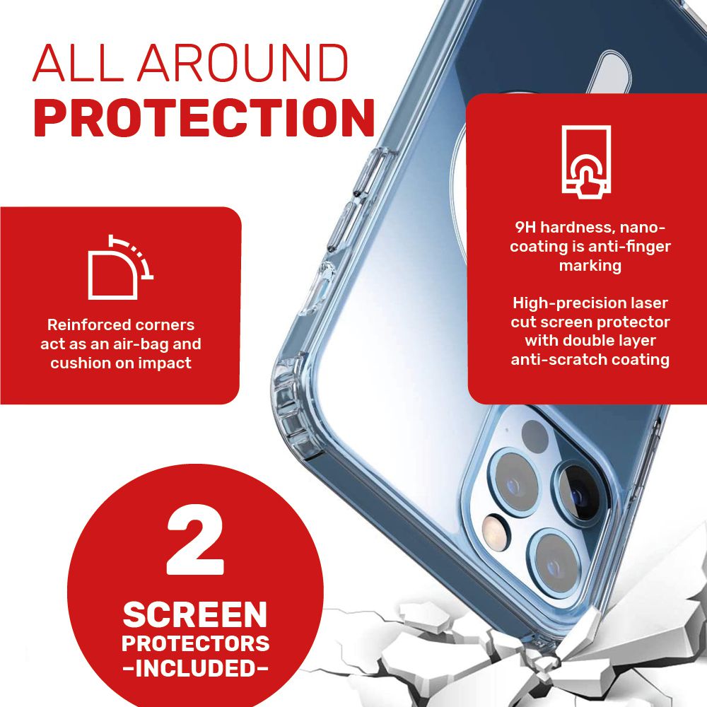 Ntech Magsafe iPhone 12 Pro Case Cover with 2 Screen Protectors