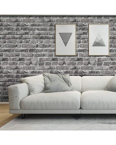 Maisonware Stick On 3D PVC Wallpaper - 0.45mx10m (Grey Brick)