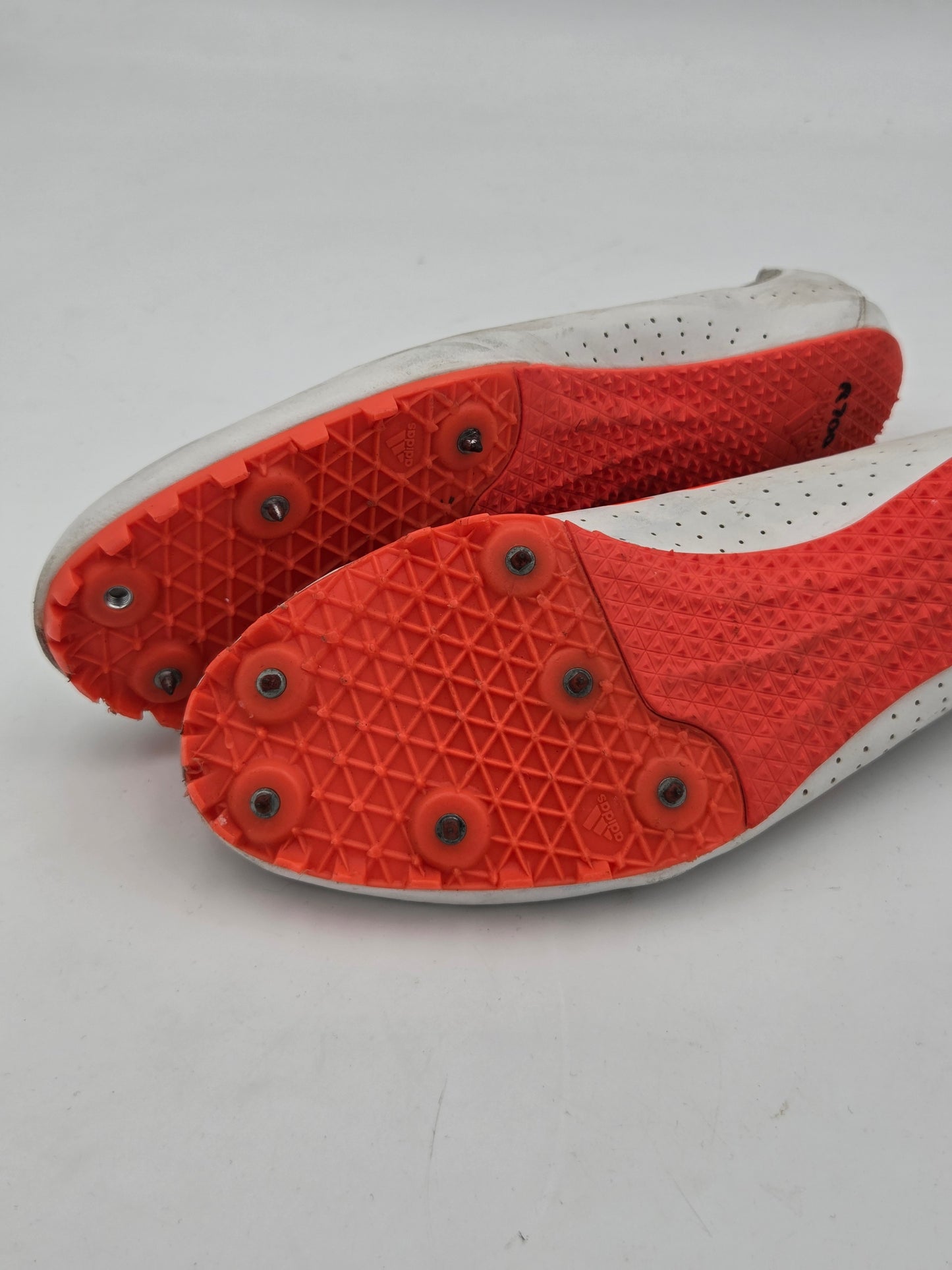 Adidas Unisex Track and Field Spikes - White/Orange UK 10
