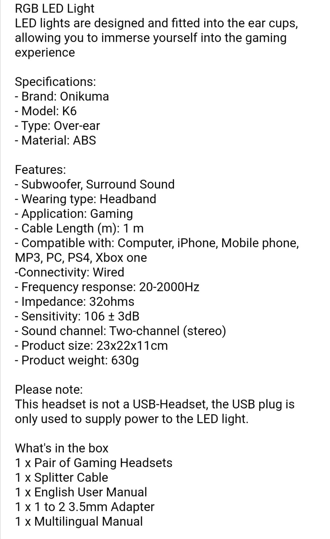 Onikuma K6 Gaming Headphones With Mic