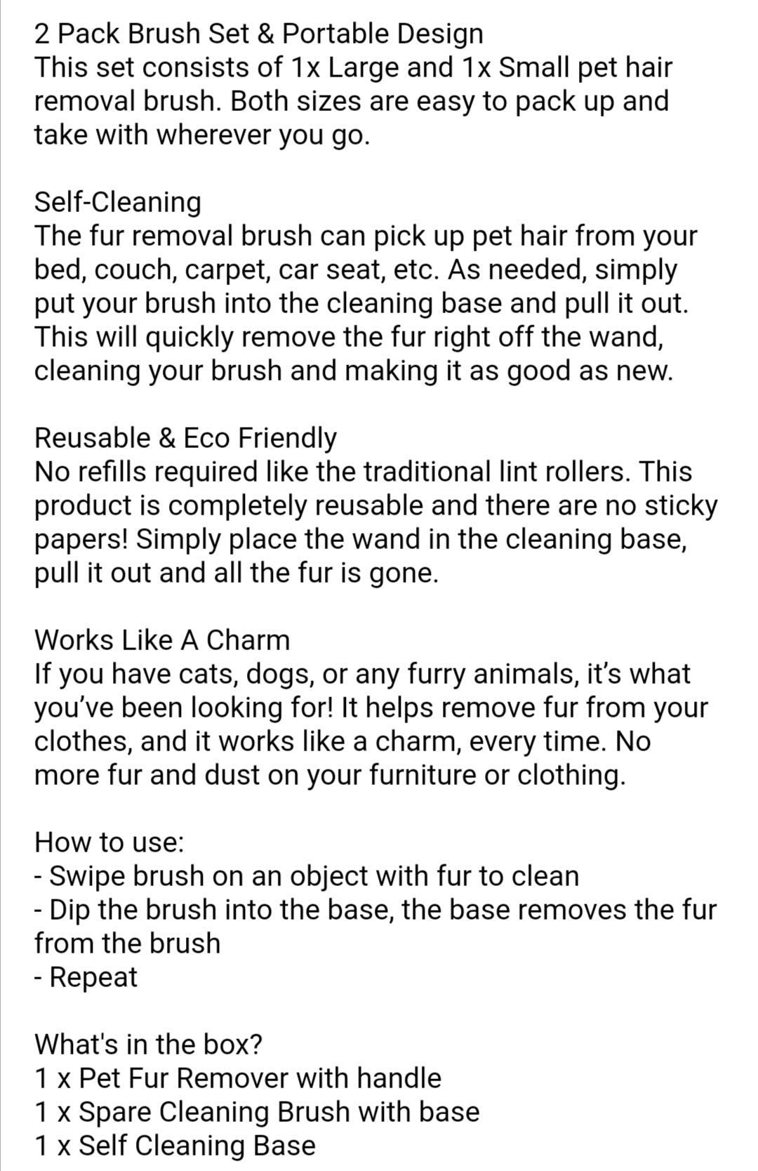 Pet Hair Remover With Self Cleaning Base