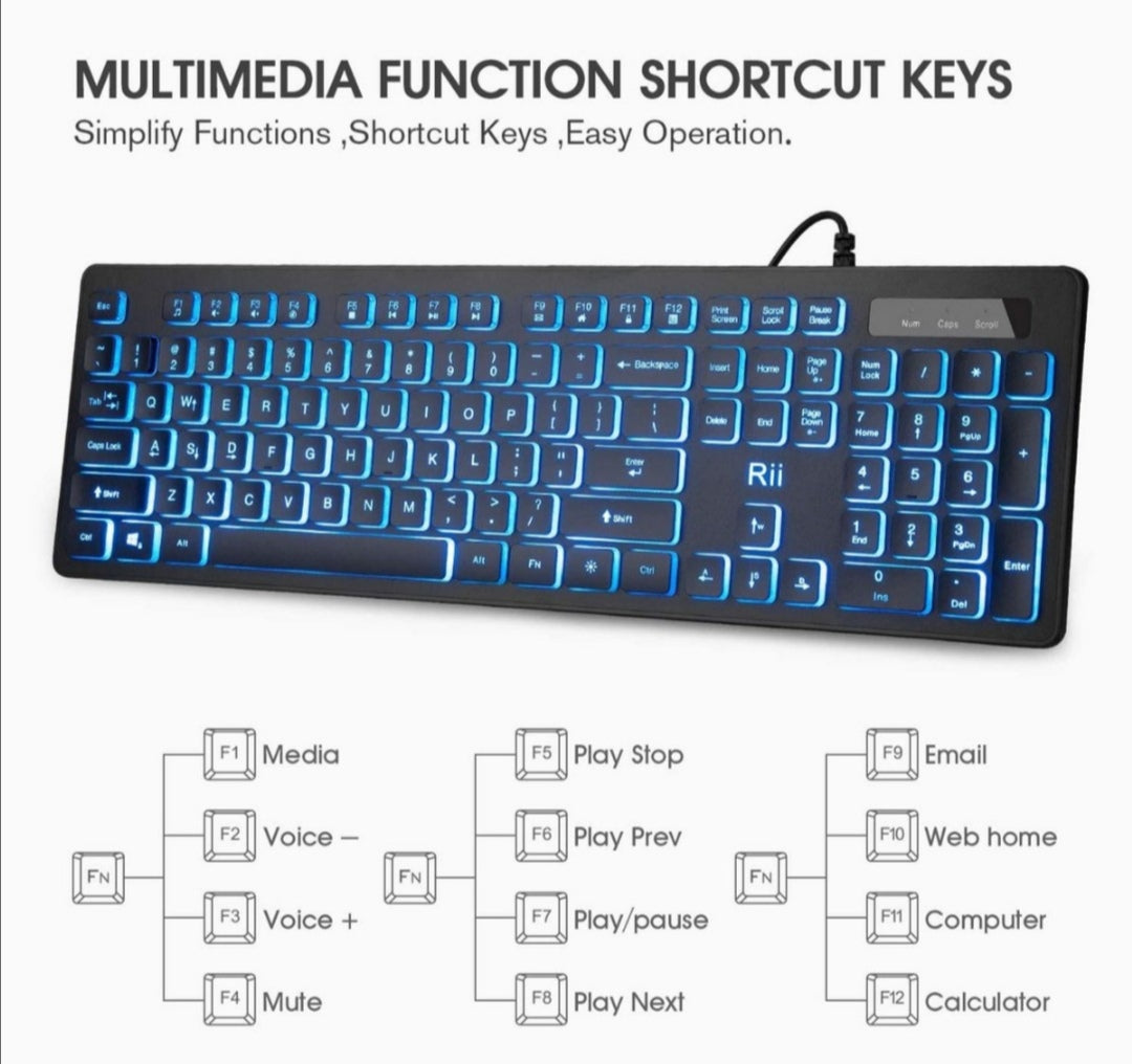 Colourful Backlit Keyboard With Mouse