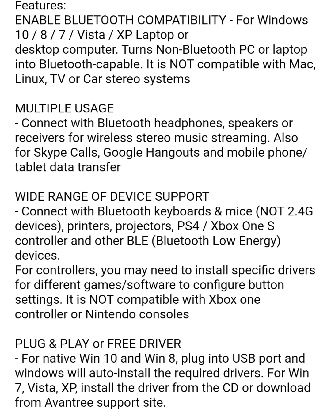BTDG-40S Bluetooth 4.0 Adapter USB Dongle