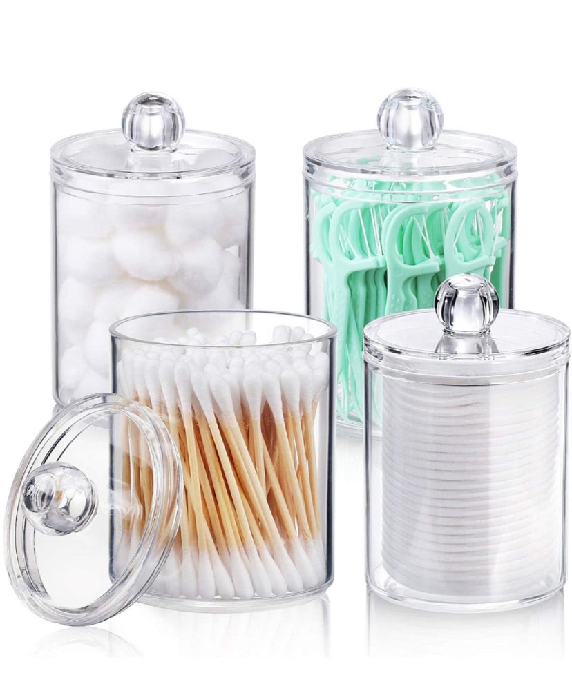 Maisonware Bathroom Accessory Qtip Jars- 4 Pack