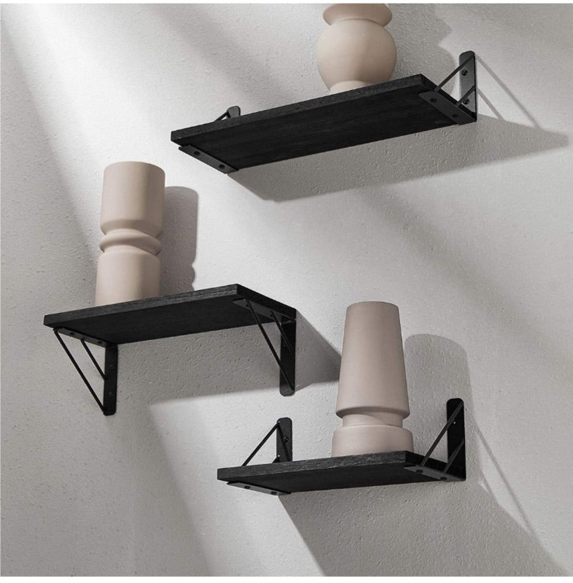Maisonware Wall Mounted Shelves- Set of 3 - Blk