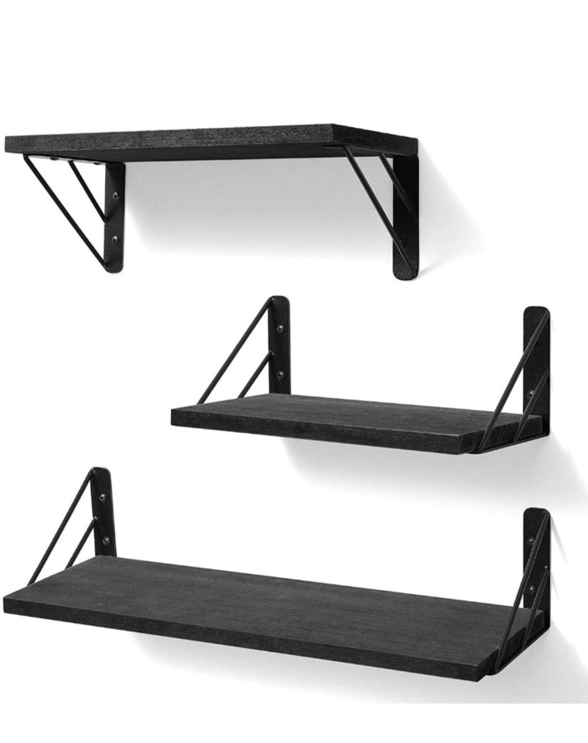 Maisonware Wall Mounted Shelves- Set of 3 - Blk