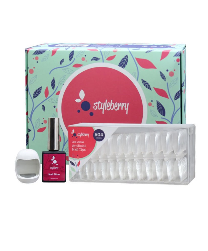 Styleberry 500pc Nail Tips and DIY Nail Gel Kit With 3W UV Lamp (Excludes Glue)