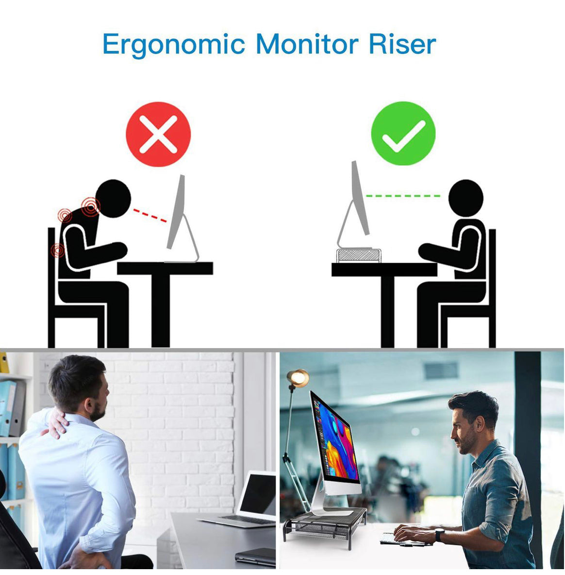 Wire Mesh Monitor Riser 52Wx16Hx31D