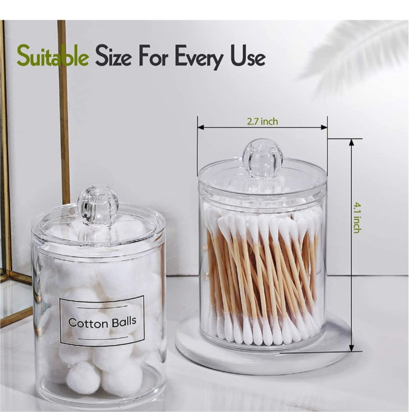 Maisonware Bathroom Accessory Qtip Jars- 4 Pack