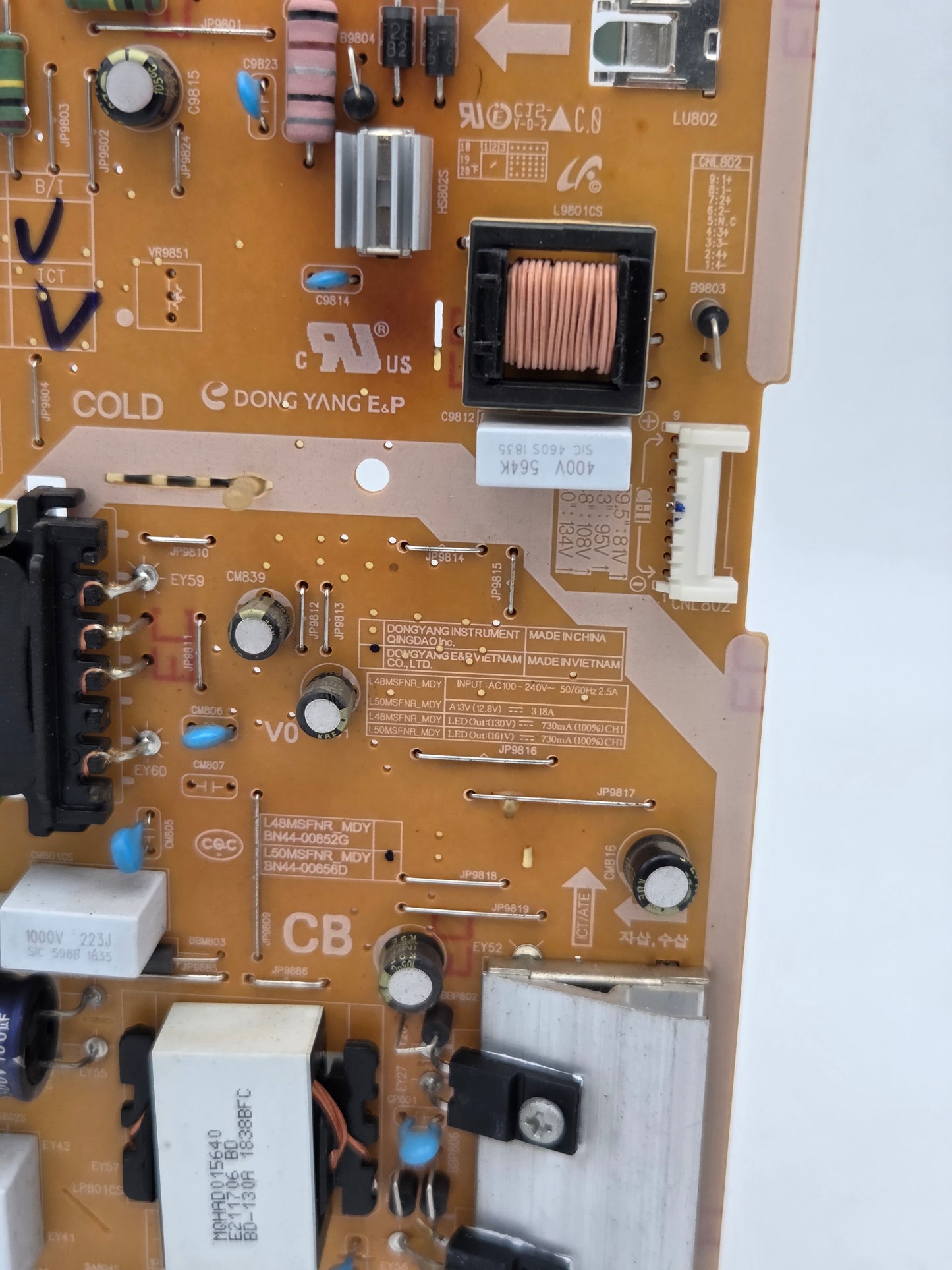Samsung BN44-00852G (L48MSFNR_MDY) Power Supply Board for UA49N5000AR (UA49N5000) | Tested & Working