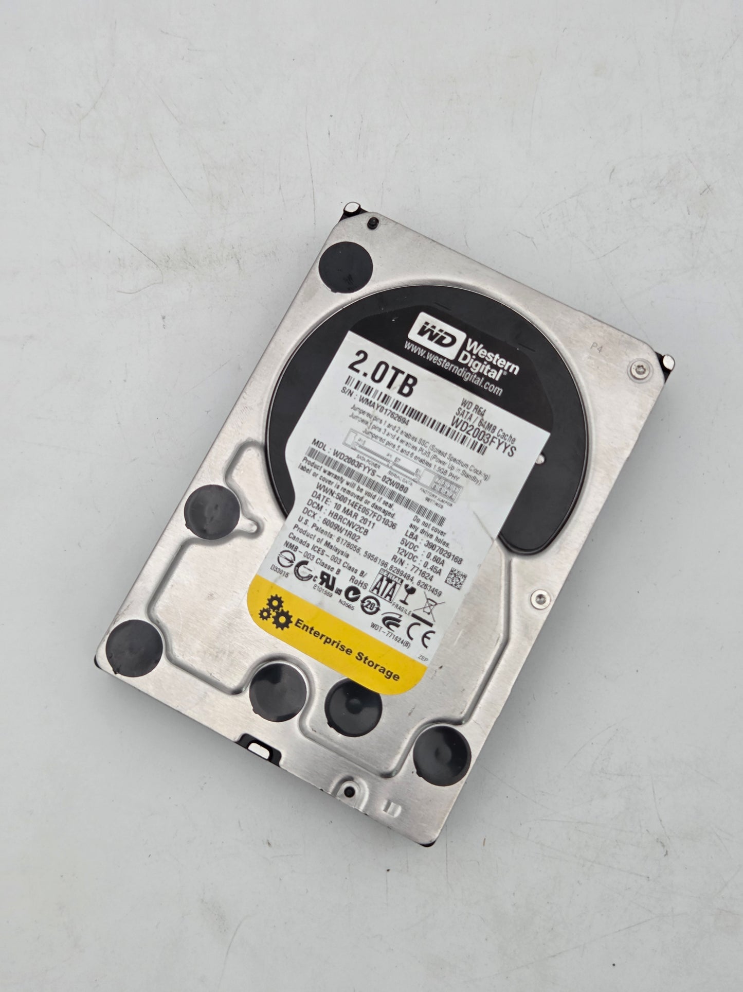 Western Digital RE4 2TB 3.5" Enterprise SATA Hard Drive | WD2003FYYS-02W0B0 (7200 RPM, 64MB Cache)