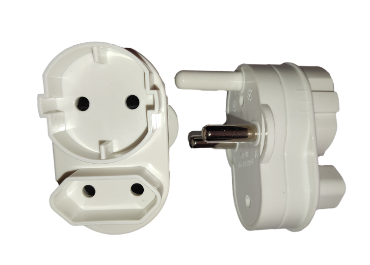 2 Way Adapter 2 Pin Flat 2 Pin Round Plug