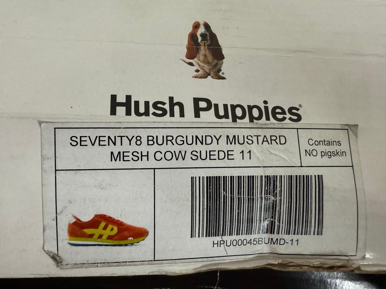 Hush Puppies Seventy8 Burgundy Mustard Mesh Cow Suede - UK 11