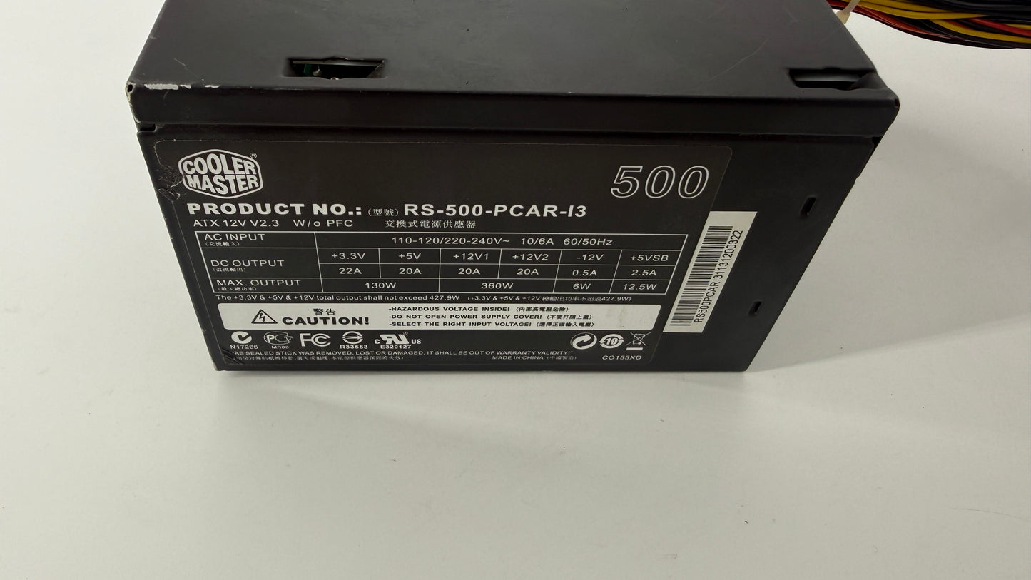 Cooler Master 500 RS-500-PCAR-13  Power Supply. A Grade Unit