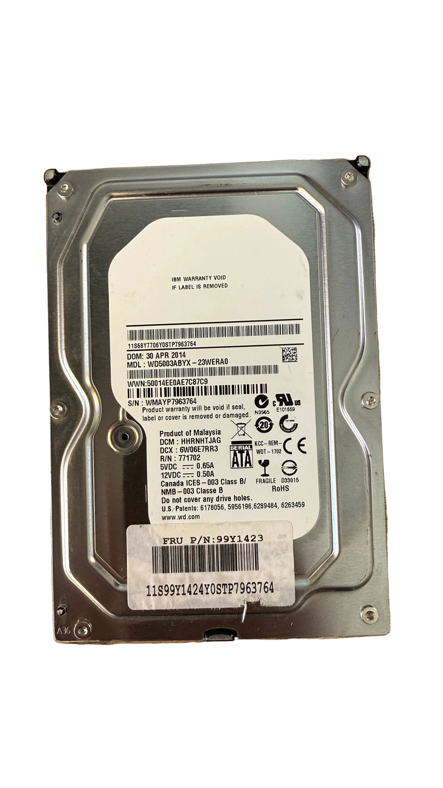 WD5003ABYX - -23WERAO 500GB Hard Drive IBM