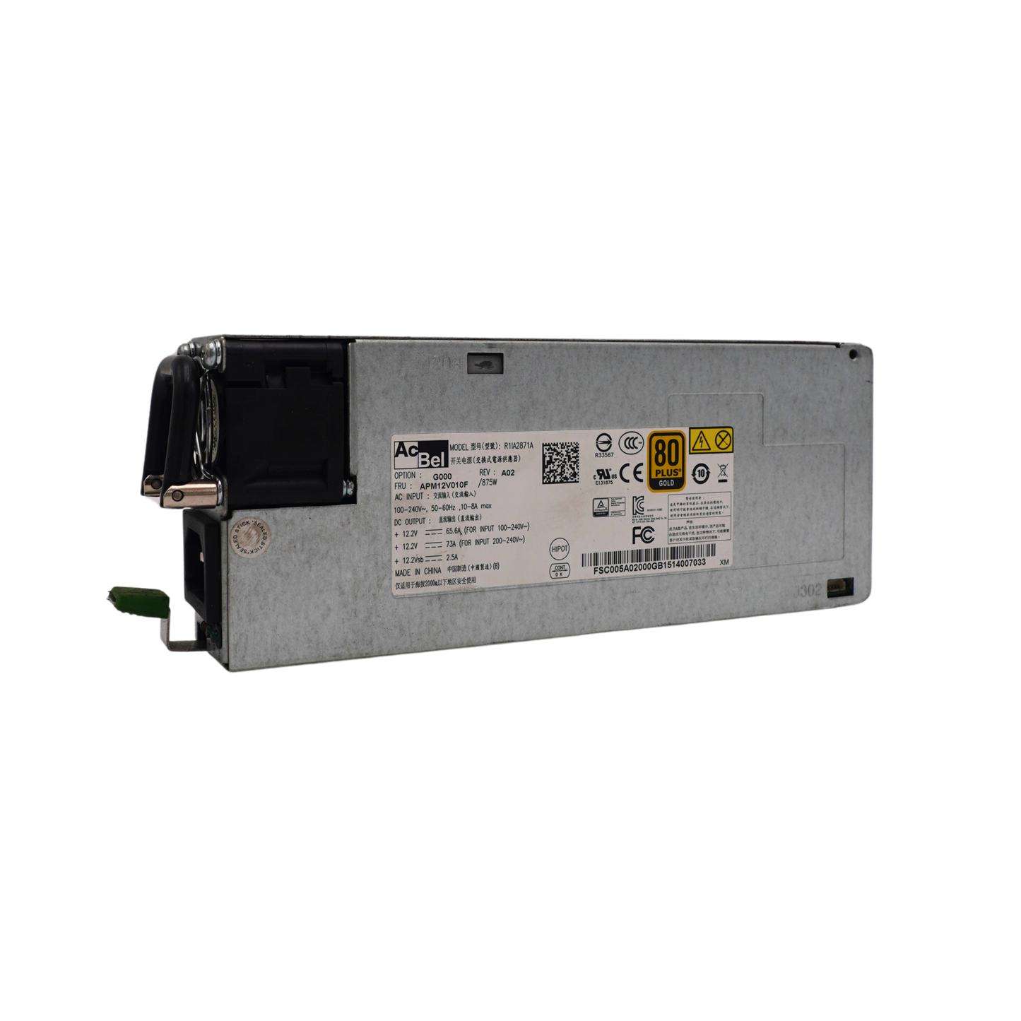 AcBel 875W (80 PLUS Gold) Redundant Server Power Supply | R1IA2871A