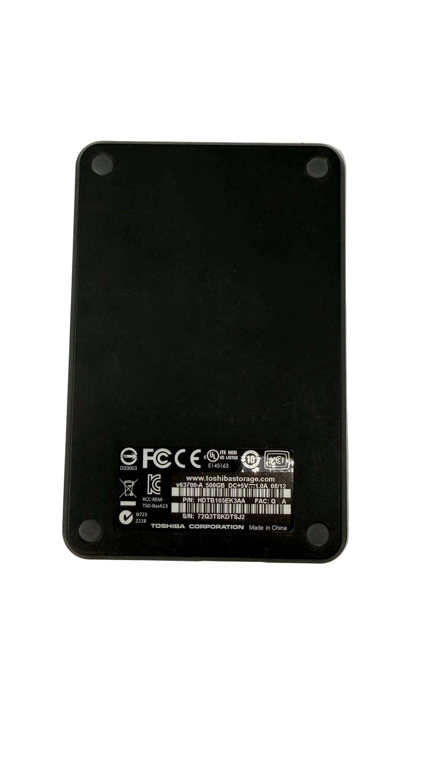500GB Toshiba External Hard Drive Including Cable (Test Results In Images)