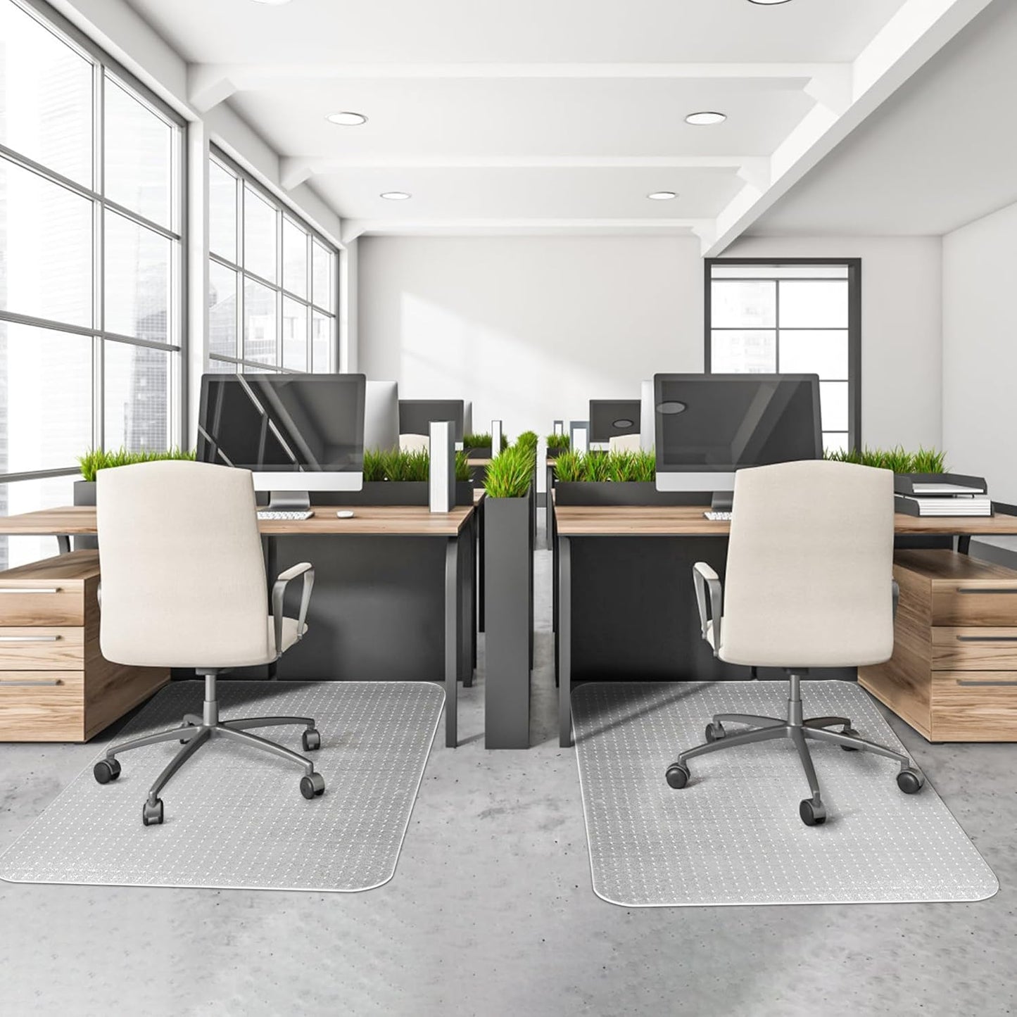 Premium Office Chair Mat for Carpet – 90cm x 120cm Transparent Spiked Plastic Carpet Protector