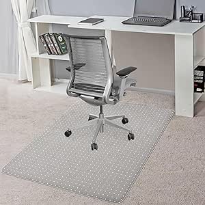 Premium Office Chair Mat for Carpet – 90cm x 120cm Transparent Spiked Plastic Carpet Protector